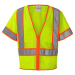Custom Kishigo ANSI Type R Class 2 Hi-Vis Mesh Safety Vest - Reflective, Zipper Front, 6 Pockets, Yellow - (8 Sizes Available) ET18769