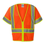 Custom Kishigo ANSI Type R Class 2 Hi-Vis Mesh Safety Vest - Reflective, Zipper Front, 6 Pockets, Orange - (8 Sizes Available) ET18770