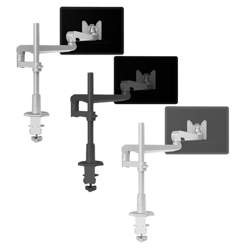Fellowes Evolve Series Single Monitor Arm w/Desk Clamp &amp; Grommet Mount, Single Fixed Arm - (3 Colors Available) 