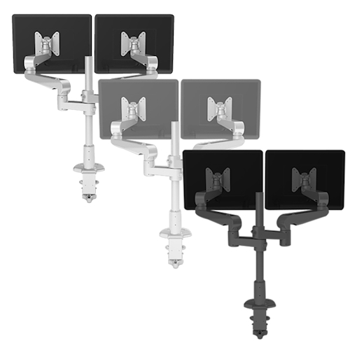 Fellowes Evolve 2 Series Dual Monitor Arm w/Desk Clamp &amp; Grommet Mount, Dual Fixed Arm - (3 Colors Available) 