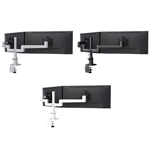  Fellowes Kata EX 2 Series Monitor Arm w/Desk Clamp or Grommet Mount, Dual Fixed Arm - (6 Options Available) 