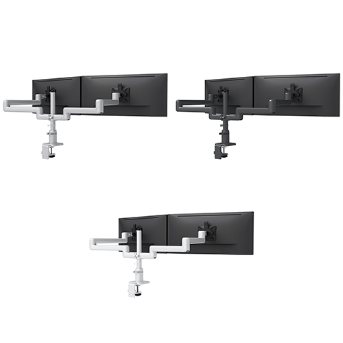  Fellowes Kata EX 2 Series Monitor Arm w/Desk Clamp or Grommet Mount, Dual Fixed + Fixed Arm - (6 Options Available) 