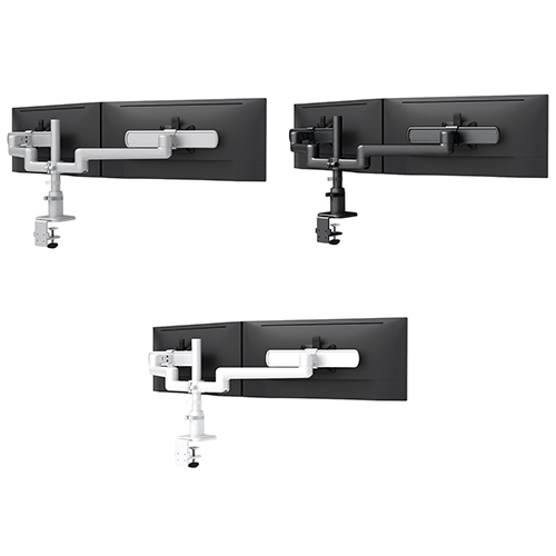  Fellowes Kata EX 2 Series Monitor Arm w/Desk Clamp or Grommet Mount, Dual Fixed + Slider Arm - (6 Options Available) 