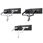 Fellowes Kata EX 2 Series Monitor Arm w/Desk Clamp or Grommet Mount, Dual Fixed + Motion + Slider Arm - (6 Options Available) ET17776