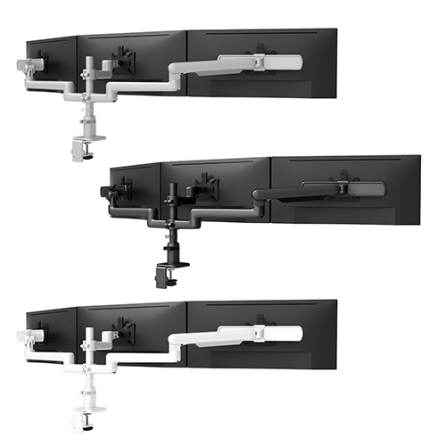  Fellowes Kata EX 3 Series Monitor Arm w/Desk Clamp or Grommet Mount, Triple Fixed + Motion + Slider Arm - (6 Options Available) 