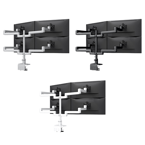  Fellowes Kata EX 4 Series Monitor Arm w/Desk Clamp or Grommet Mount, Quad Fixed + Fixed Arm - (6 Options Available) 