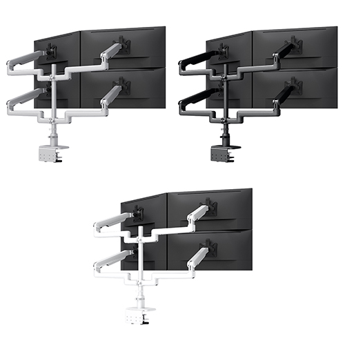 Fellowes Kata EX 4 Series Monitor Arm w/Desk Clamp, Quad Fixed + Motion Arm - (3 Colors Available)