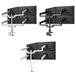 Fellowes Kata EX 4 Series Monitor Arm w/Desk Clamp, Quad Fixed + Motion Arm - (3 Colors Available) ET17782