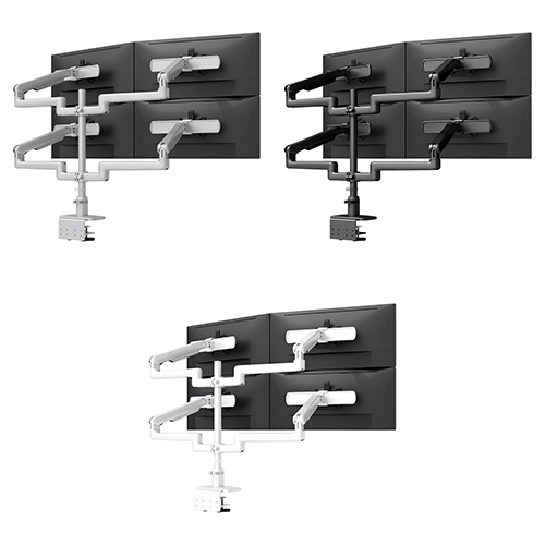 Fellowes Kata EX 4 Series Monitor Arm w/Desk Clamp, Quad Fixed + Motion + Slider Arm - (3 Colors Available) 