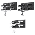 Fellowes Kata EX 4 Series Monitor Arm w/Desk Clamp, Quad Fixed + Motion + Slider Arm - (3 Colors Available) ET17783