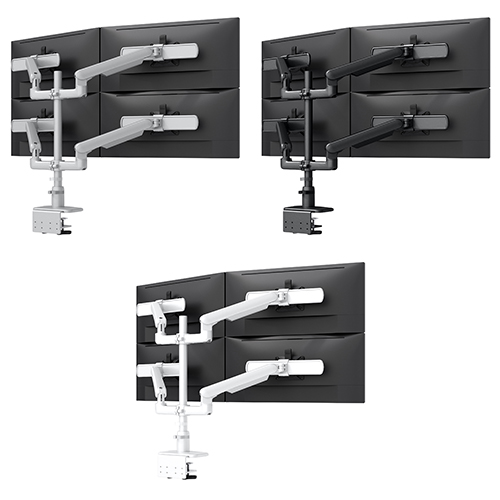 Fellowes Kata EX 4 Series Monitor Arm w/Desk Clamp, Quad Motion + Slider Arm - (3 Colors Available) 