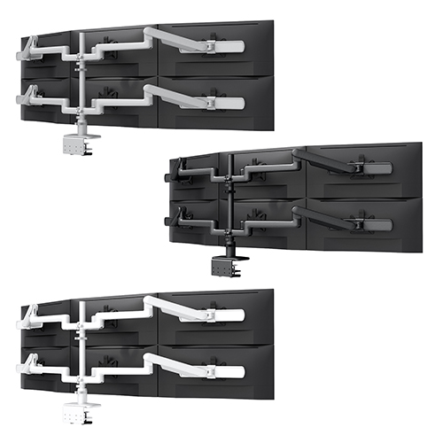  Fellowes Kata EX 6 Series Monitor Arm w/Desk Clamp, Six Fixed + Motion + Slider Arm - (3 Colors Available) 