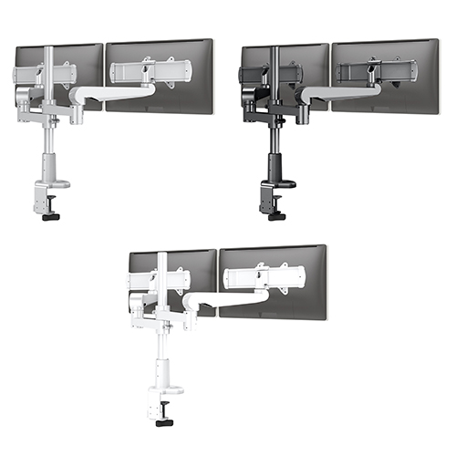  Fellowes Evolve 2 Series Dual Monitor Arm w/Desk Clamp &amp; Grommet Mount, Dual Fixed + Slider Arm - (3 Colors Available) 