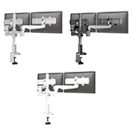 Fellowes Evolve 2 Series Dual Monitor Arm w/Desk Clamp & Grommet Mount, Dual Fixed + Slider Arm - (3 Colors Available) ET17793