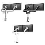 Fellowes Evolve 2 Series Dual Monitor Arm w/Desk Clamp & Grommet Mount, Dual Fixed + Motion Arm - (3 Colors Available) ET17794