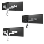 Fellowes Evolve 2 Series Dual Monitor Arm w/Desk Clamp & Grommet Mount, Dual Motion + Slider Arm - (3 Colors Available) ET17797