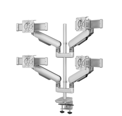  Fellowes RisingEX4-MS Series 2-Tone Platinum Quad Monitor Arm - RSNGEX4-MS-PLT