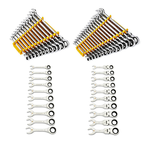  Gearwrench 90-Tooth 12 Point Flex Head / Metric Stubby Flex Ratcheting Combination Metric Wrench Sets - (4 Options Available)