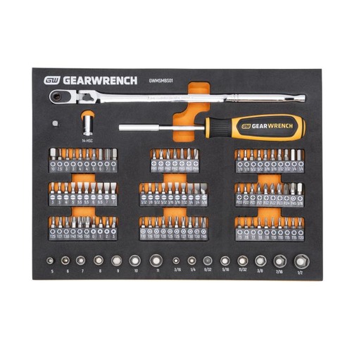  Gearwrench - 105 Piece 1/4" Drive Slim Head Mechanics Tool Set in Foam Storage Tray - GWMSMBS01