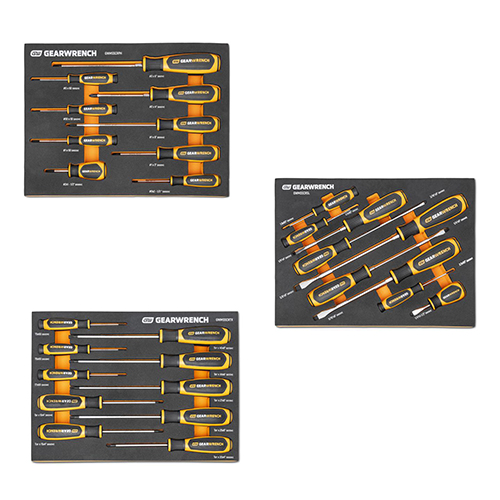  Gearwrench Phillips / Slotted / Torx Dual Material Screwdriver Sets in Foam Storage Tray - (3 Options Available)
