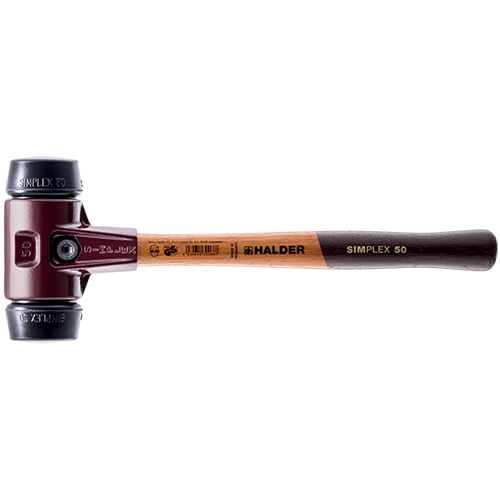  Halder Simplex Soft-Face Mallet with Black Rubber Inserts, Cast Iron Housing and Wood Handle - (6 Sizes Available)