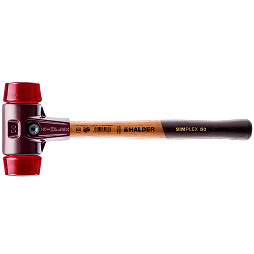  Halder Simplex Mallet with Red Acetate Plastic Inserts/Cast Iron Housing and Wood Handle - (4 Sizes Available)