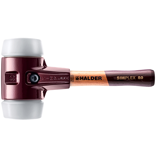 Halder Simplex Mallet with Superplastic Inserts/Cast Iron Housing and Wood Handle - (6 Sizes Available)