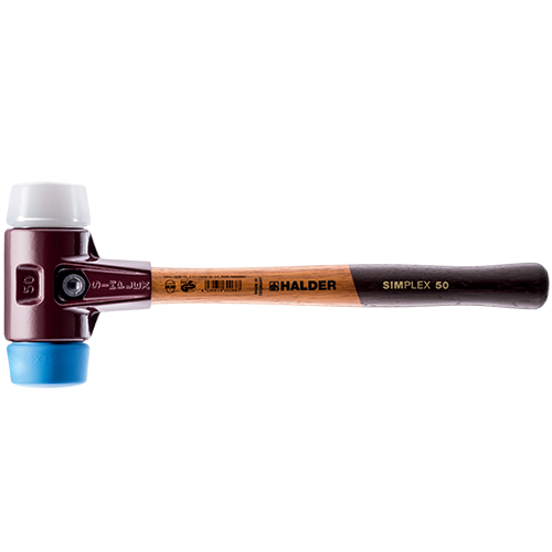  Halder Simplex Mallet with Soft Blue Rubber &amp; Superplastic Inserts/Cast Iron Housing &amp; Wood Handle - (6 Sizes Available)