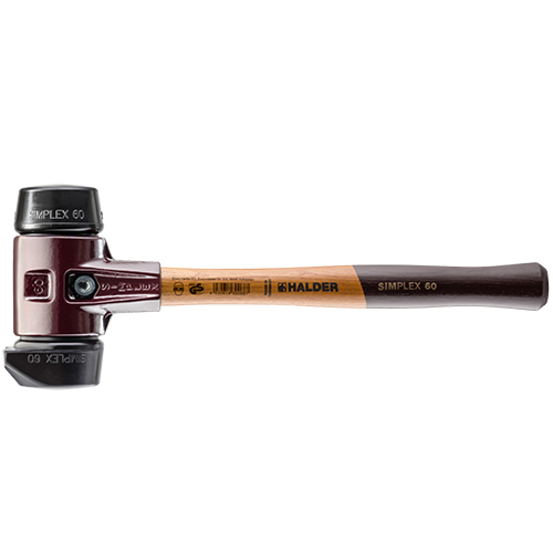  Halder Simplex Mallet with Black Rubber &amp; STAND-UP Black Rubber Inserts/Cast Iron Housing &amp; Wood Handle - (3 Sizes Available)