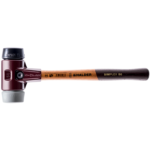  Halder Simplex Mallet with Black Rubber &amp; Grey Rubber Inserts/Cast Iron Housing &amp; Wood Handle - (6 Sizes Available)