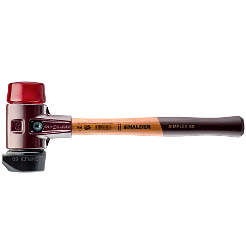  Halder 15.94 in. Simplex Mallet with Red Plastic &amp; STAND-UP Black Rubber Inserts/Cast Iron Housing &amp; Wood Handle - 3026.260