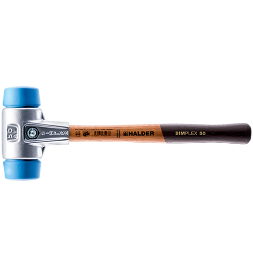  Halder Simplex Mallet with Soft Blue Rubber Inserts,Non-Marring/Lightweight Aluminum Housing &amp; Wood Handle - (4 Sizes Available)