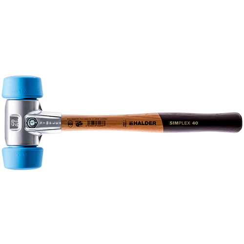  Halder 12.99 in. Simplex Mallet with Oversized Soft Blue Rubber,Non-Marring Inserts/Lightweight Alumimum Housing &amp; Wood Handle - 3101.051
