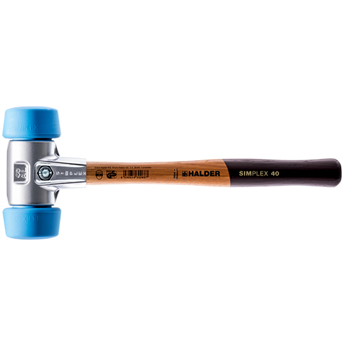  Halder 12.99 in. Simplex Mallet with Oversized Soft Blue Rubber,Non-Marring Inserts/Lightweight Alumimum Housing &amp; Wood Handle - 3101.051