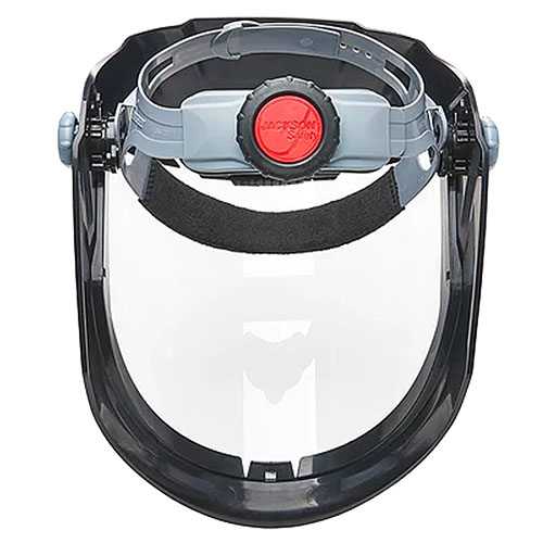 Photograph of Jackson Safety MAXVIEW Premium Face Shield with 370 Speed Dial Ratcheting Head Gear Suspension - 14200