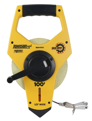 Johnson Level 100 Big J Geared Open Reel Fiberglass Tape 1809-0100