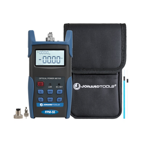 Jonard Tools - Fiber Optic Power Meter with Data Storage (-50 to +26 dBm) and FC/SC/LC Adapters - FPM-55