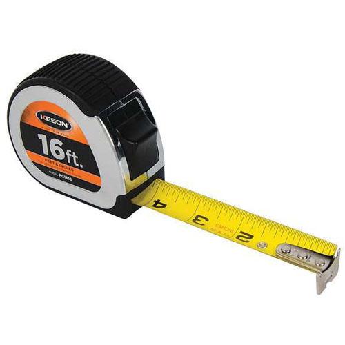 Keson Chrome Series 16&#39; Short Tape Measure - Feet, 10ths, 100ths - PG1016