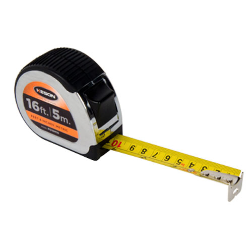 The Keson Chrome Series 16&#39;/5m Short Tape Measure - Feet, Inches, 8ths, 16ths and Metric - PG18M16