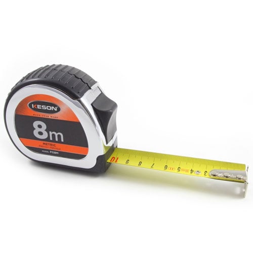 Keson PG8M Long Tape Measure,25Mm x 8M,chrome/black