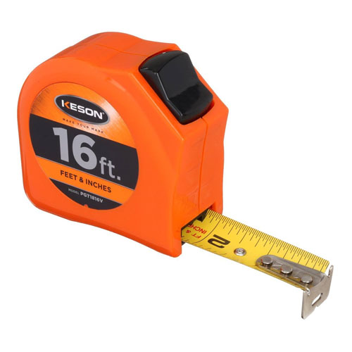  Keson Toggle Series 16 ft Short Tape Measure - Feet, Inches, 8ths, 16ths - PGT1816V