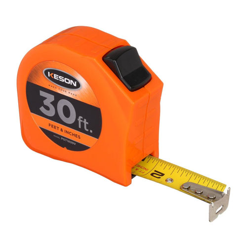  Keson Toggle Series 30 ft Short Tape Measure - Feet, Inches, 8ths, 16ths - PGT1830V