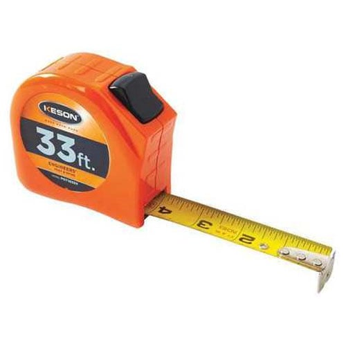 Keson Toggle Series 33 ft Short Tape Measure Feet, Inches, 8ths