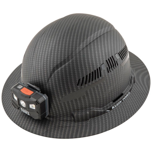 Klein Tools - Hard Hat, Premium KARBN Pattern, Vented Full Brim, Class C, Lamp (60347)