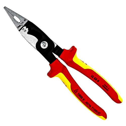  Knipex 8&quot; 6-in-1 Electrical Installation Pliers - 12 and 14 AWG-1000V Insulated (13 88 8 US)