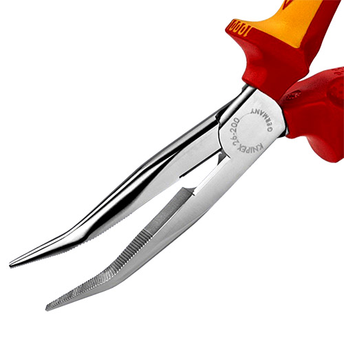 Knipex 8&quot; Long Nose Pliers with Cutter and 40&#176; Angled Head - 1000V Insulated (26 26 200)