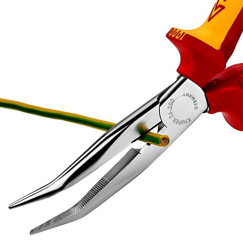 Knipex 8&quot; Long Nose Pliers with Cutter and 40&#176; Angled Head - 1000V Insulated (26 26 200)