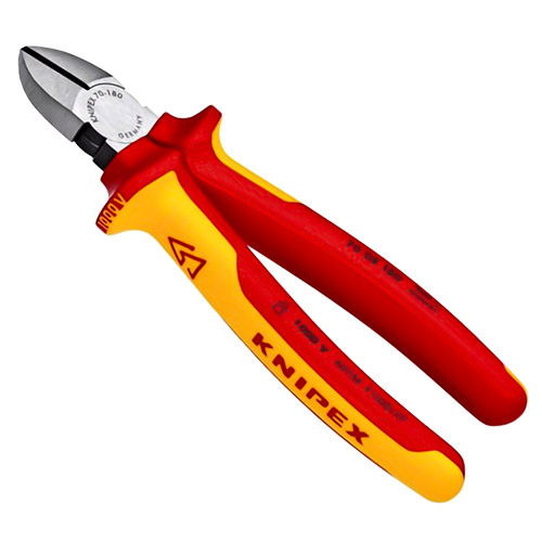  Knipex 7 1/4&quot; Diagonal Cutters - 1000V Insulated (70 08 180 SBA)