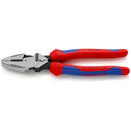 Knipex 9 1/2&quot; High Leverage Lineman&#39;s Pliers New England with Fish Tape Puller &amp; Crimper - 09 12 240