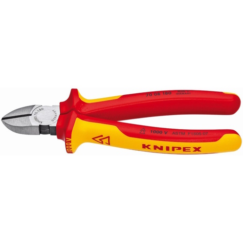 Knipex 7 1/4" Diagonal Cutters-1000V Insulated - 70 08 180 US